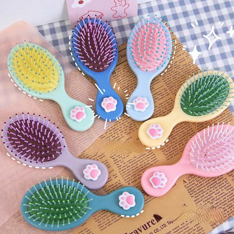 

Candy Cat Paws Kawalli Hand-held Massage Airbag Comb for Women Girls Cartoon Hair Brush Small Portable Styling Accessories Gifts