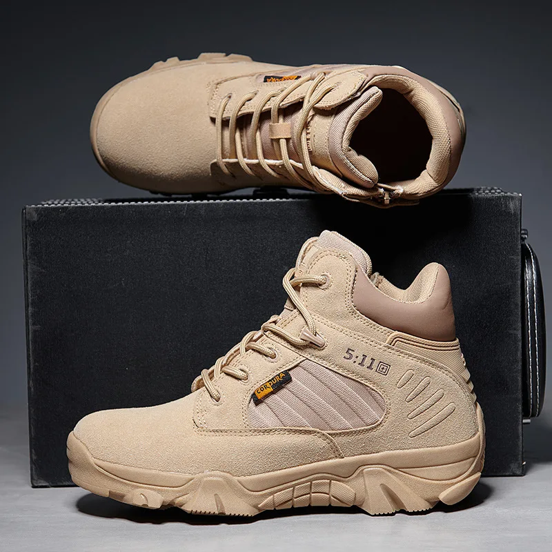 New Men Tactical Boots Army Boots Mens Military Desert Waterproof Work Safety Shoes Climbing Hiking Shoes Ankle Men Outdoor
