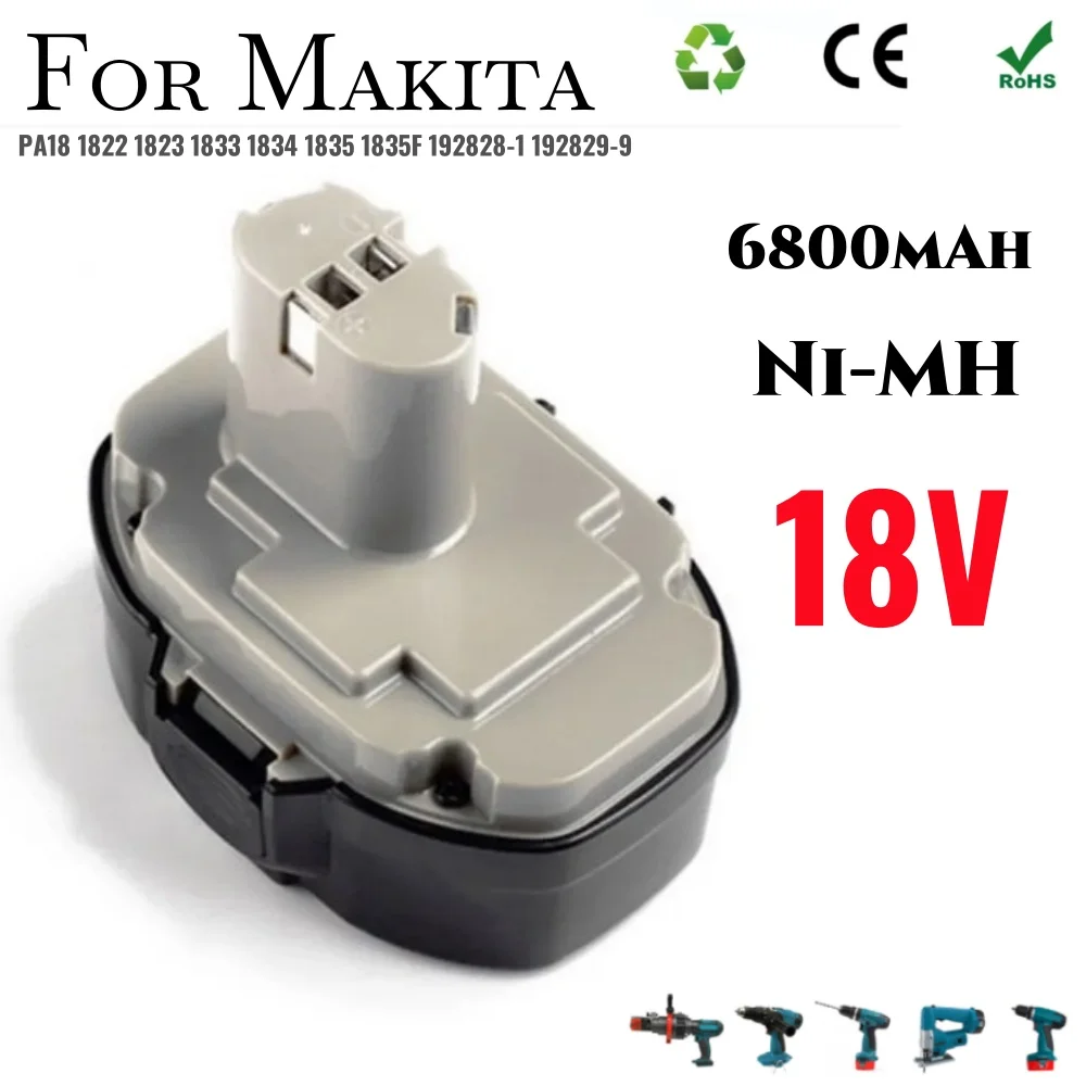 

Для Makita 18 В 6800 мАч Ni-MH аккумулятор Замена для PA18 1822 1823 1833 1834 1835 1835F аккумулятор для электроинструмента большой емкости