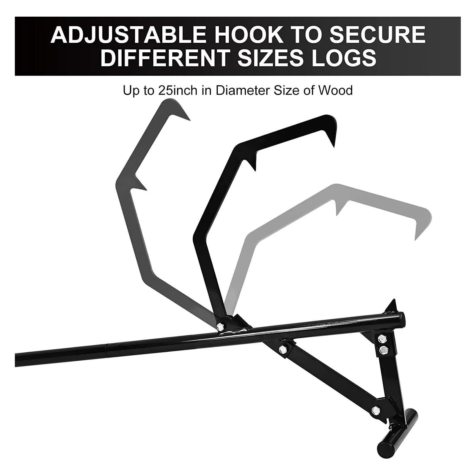Rubber Non Slip Handle Log Wood Roller Lifter Jack 51in Log Lifter Adjusting Tilt Hook for Farm