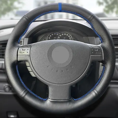 Для Opel Corsa C Combo C 2001-2006 Vauxhall Holden Tigra ручная оплетка чехол на руль автомобиля черная кожа синяя линия синяя полоса