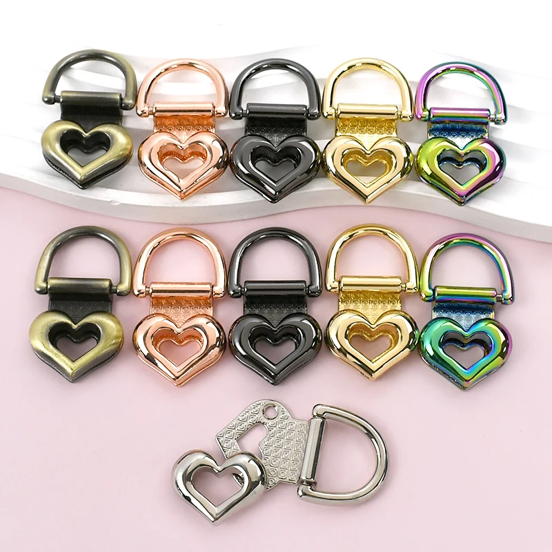 

2/4/10Pcs 19mm Heart Metal Side Clip Buckles for Bag Strap Hanger Rings Handbag Chain D Ring Screw Clasp Dog Collar Carabiner