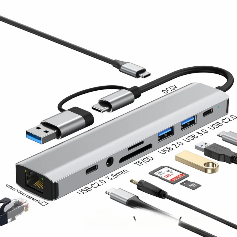 

Multi-Port 2.5G Gigabit Type-C Hub 3.0 Network Card Laptop Audio Docking Station USB