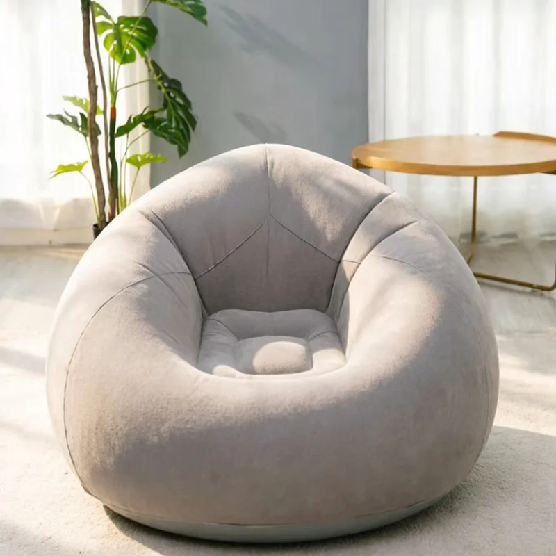 Portable Inflatable Round Lazy Sofa Soft Air Lounge Chair Indoor Outdoor Camping Bean Bag for Bedroom Patio Backyard Relax Seat