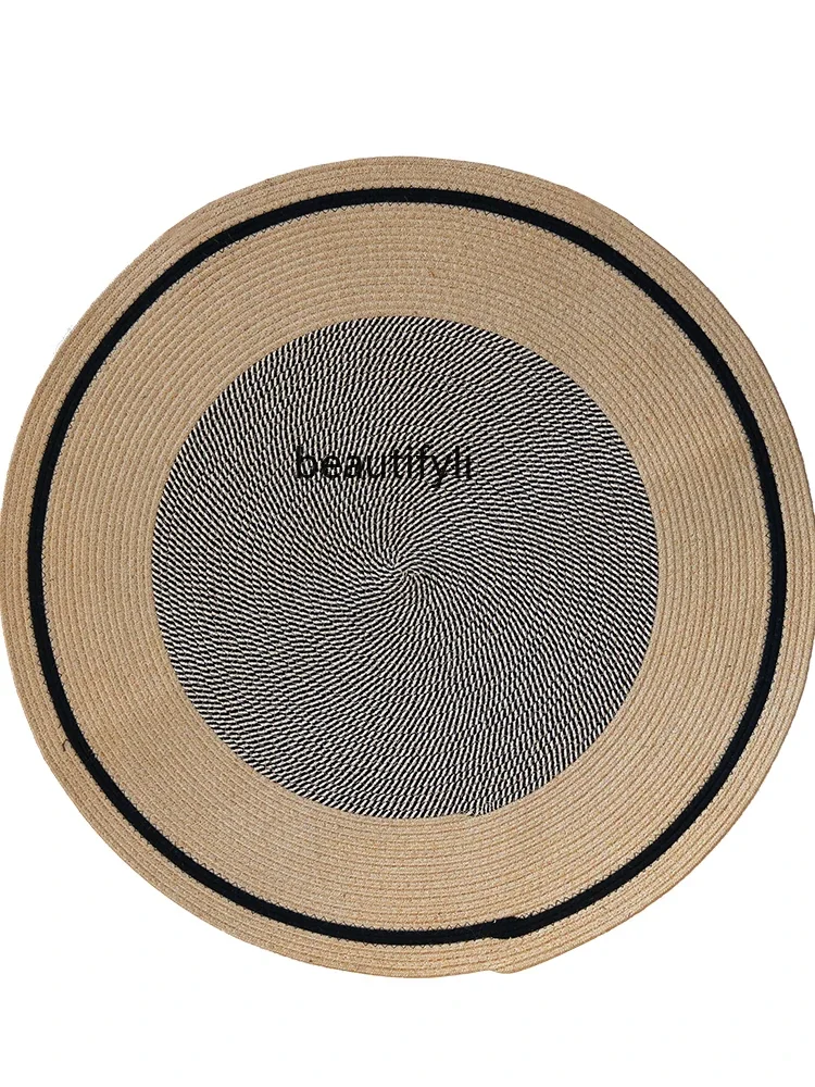 

Living room carpet jute woven splicing floor mat coffee table blanket Japanese bedroom bedside blanket