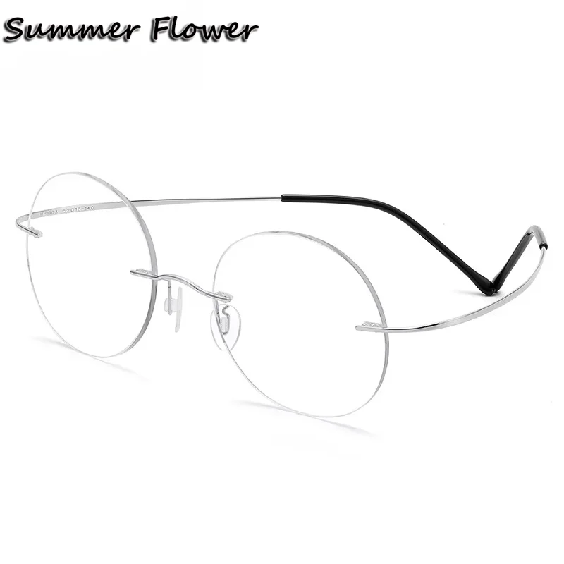 

2 g Men Round Prescription Eyeglasses Graduation Lenses Light Optical Frames Retro Rimless Titanium Glass for Women