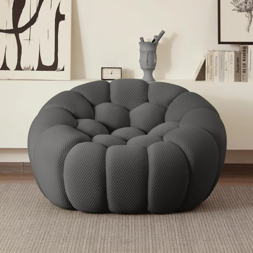 

49.21'' Modern Lazy Bubble Sofa, Oversized Bubble Couch Chair, Upholstered Mesh Fabric Bubble Sofa, 3D Honeycomb Shape