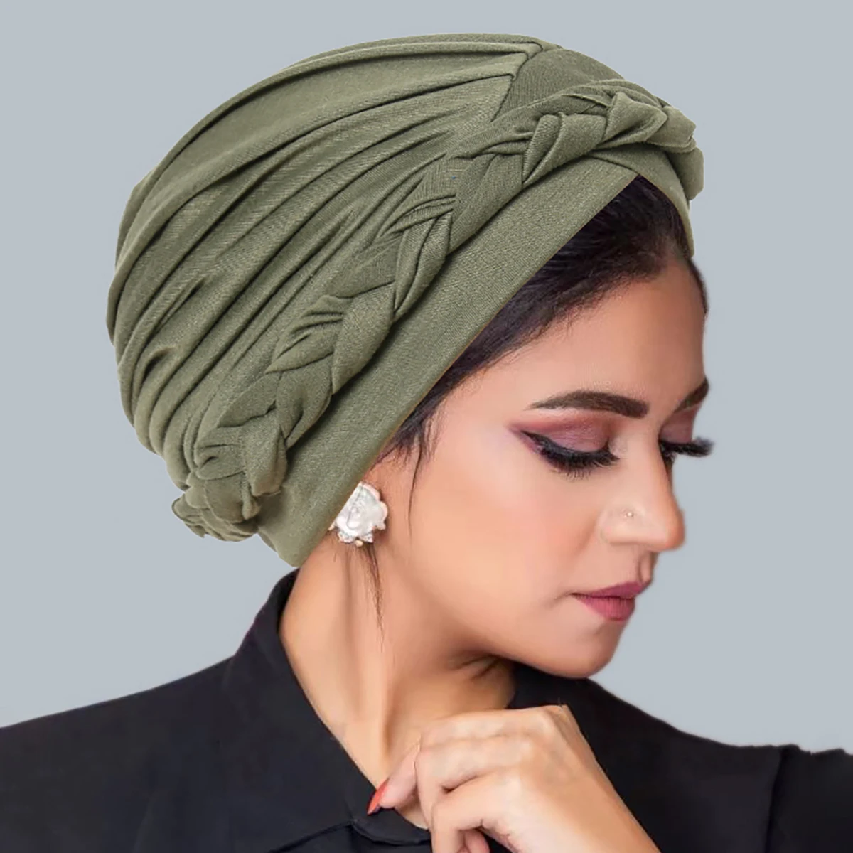 Crossed Forehead Women Braid Muslim Hijab Caps Wrap Head Indian Turban Bonnet Fashion Headdress Islamic Clothing Accessories