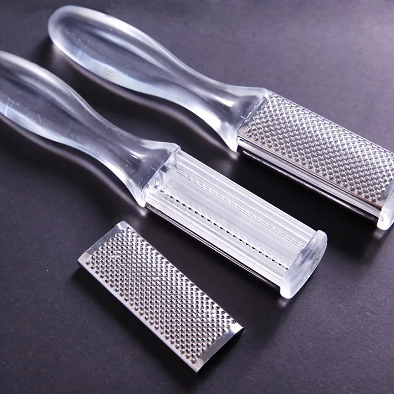 굳은살 제거 플라스틱 스테인리스 스틸 투명 발 각질 제거기 파일 스크러버 그레이터 굳은살 제거 도구 각질 제거 도구