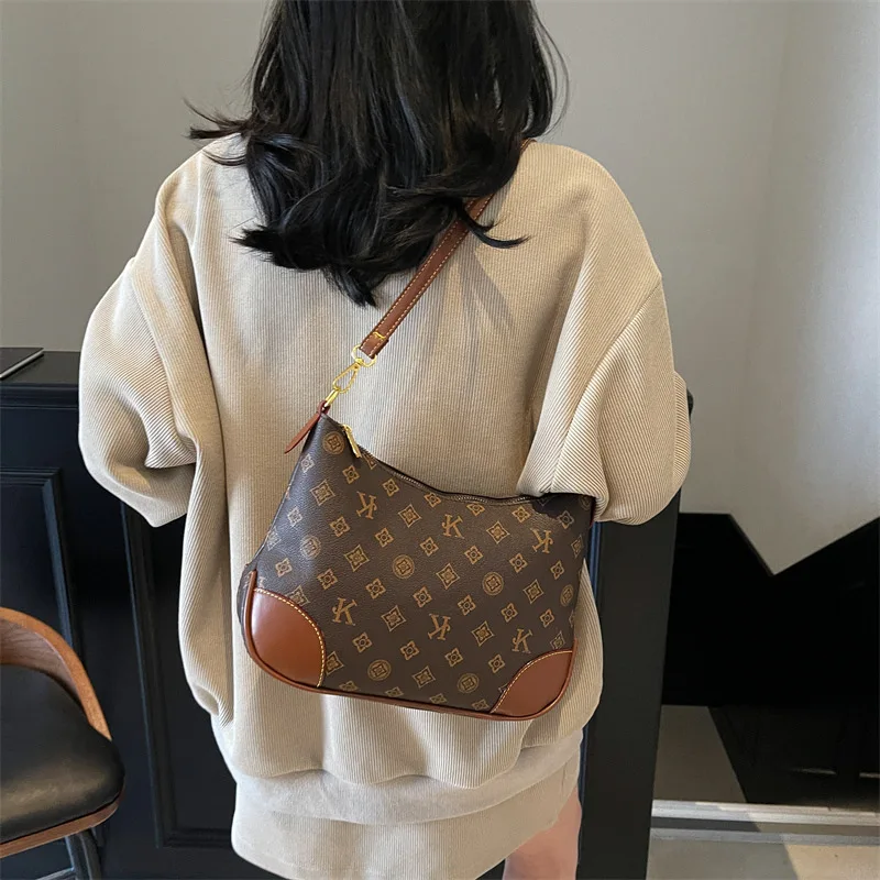 

Новинка 2025 года, универсальная легкая роскошная модная сумка через плечо с старым цветком, сумка-круассан, средневековая женская сумка-тоут под мышками