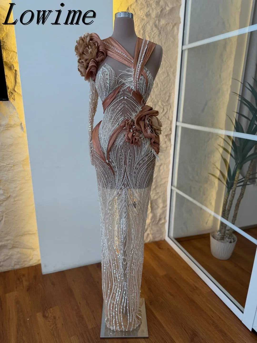 

Elegant Ruffles Mermaid Evening Dresses Customized Beaded Sequined Wedding Party Gowns Dubai Prom Dress Vestidos De Cóctel