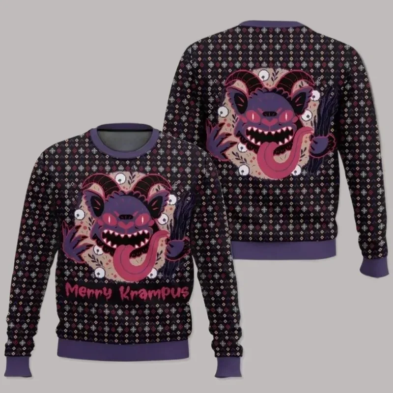 عيد ميلاد سعيد Krampus شقي قبيح سترة عيد الميلاد مضحك عطلة حفلة البلوز حجم كبير سترة للرجال النساء هدية عيد الميلاد 2026 #4