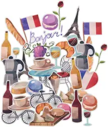 36PCS Kawaii Paris Travel Food Stickers per diario, Scrapbook, decalcomanie carine per pianificatore, Laptop, forniture artistiche, regalo di compleanno