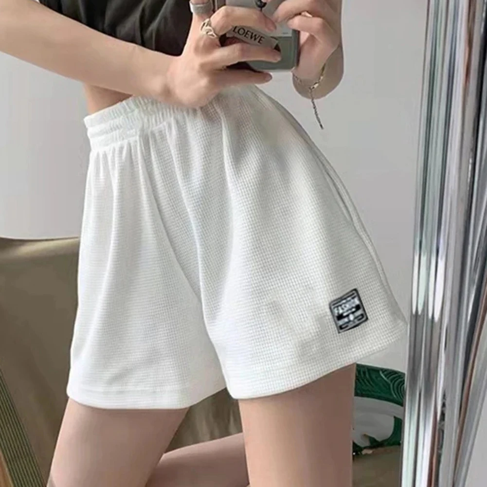 بنطال رياضي برباط، شورت نسائي أبيض واسع الساق، ملابس للعطلات والعطلات، ملابس كاجوال يومية، مرونة عالية