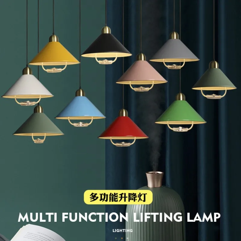 مصباح معلق لغرفة الدراسة بتصميم ناعم من الشمال، مصباح معلق حديث وبسيط ومبتكر لغرفة الطعام وغرفة المعيشة، مصباح أمامي فردي