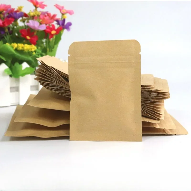 

Kraft Paper Aluminum Foil Bag Can Be Hot Sealing Moisture-proof Shading Storage Packaging Bags Sub Packaging Seal Zipper Pouch