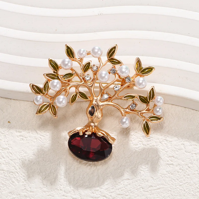 Women Men Lxuury Crystal Tree Brooches Badges Elegant HIgh-end Lady Exquistie Plantt Flower Pin Suit Coat Accessories Corsages