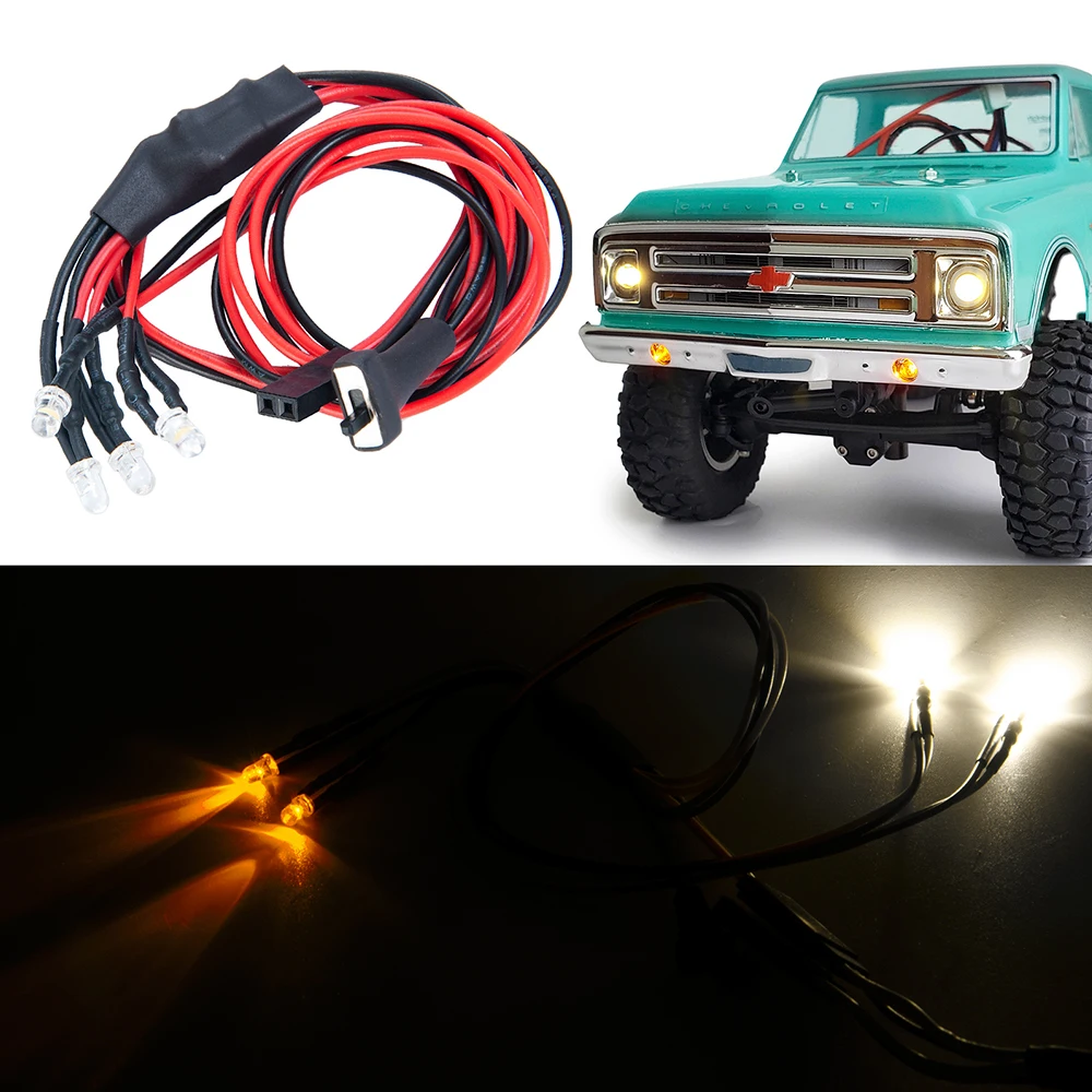 YEAHRUN RC Car Headlight Front Bumper Light LED Fog Lights Bright Lamp for 1/24 Scale Axial SCX24 RC Crawler Car