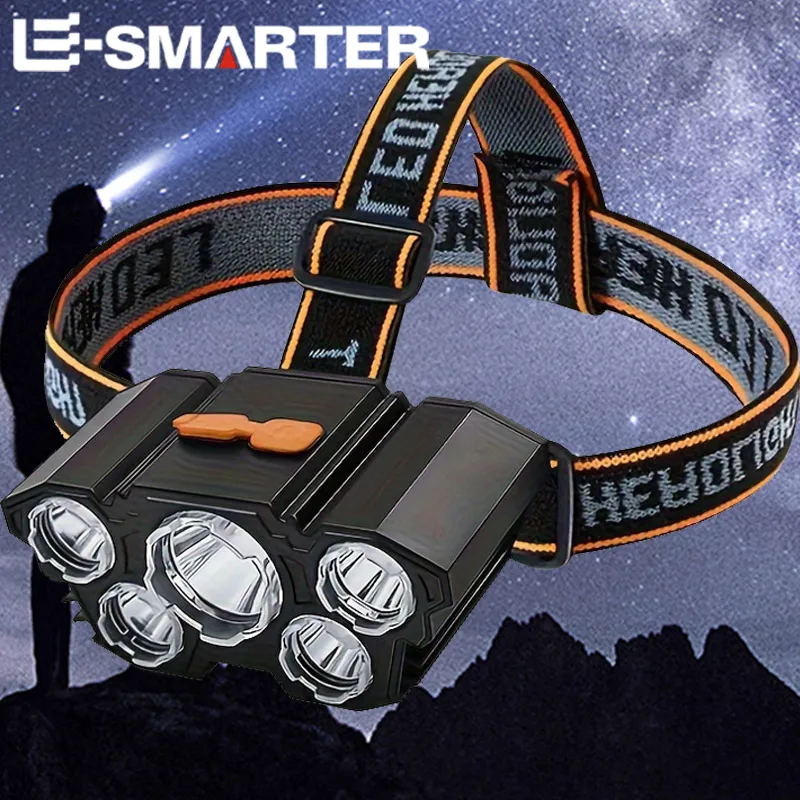 Waterproof Head-Mounted Flashlight Usb Rechargeable Led Headlight Super Bright 5 Working Modes HeadlampFor Night Fishing Hiking