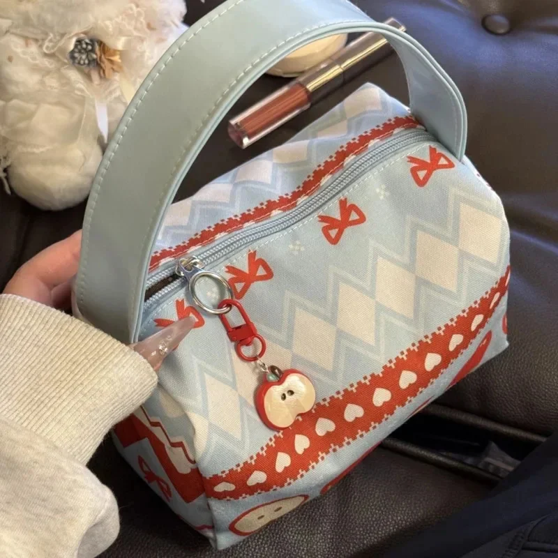 

Женские сумки с бантом Apple, косметичка, портативная сумка для хранения, рюкзаки на молнии с 3D милым принтом, дорожная большая вместительная сумка, новинка