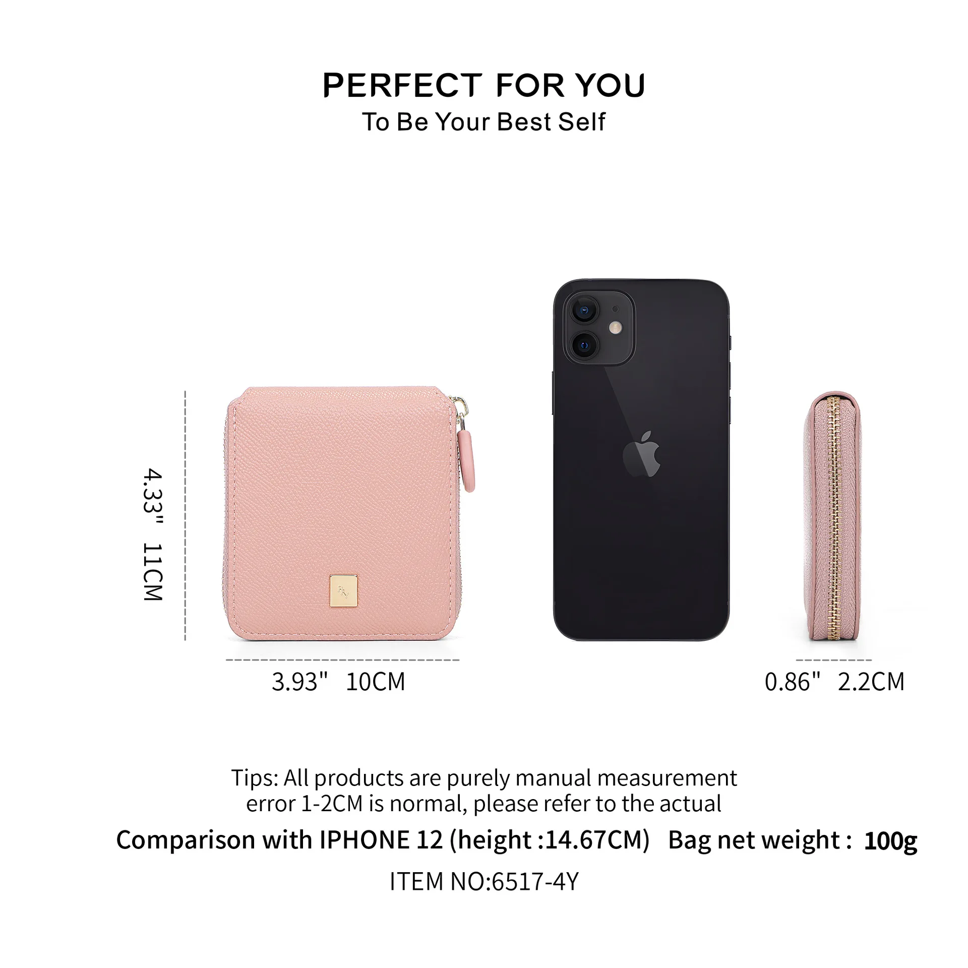 スリムなスクエアウォレットカードバッグ、ショートファッションジッパー付き、大容量多機能コインパース財布