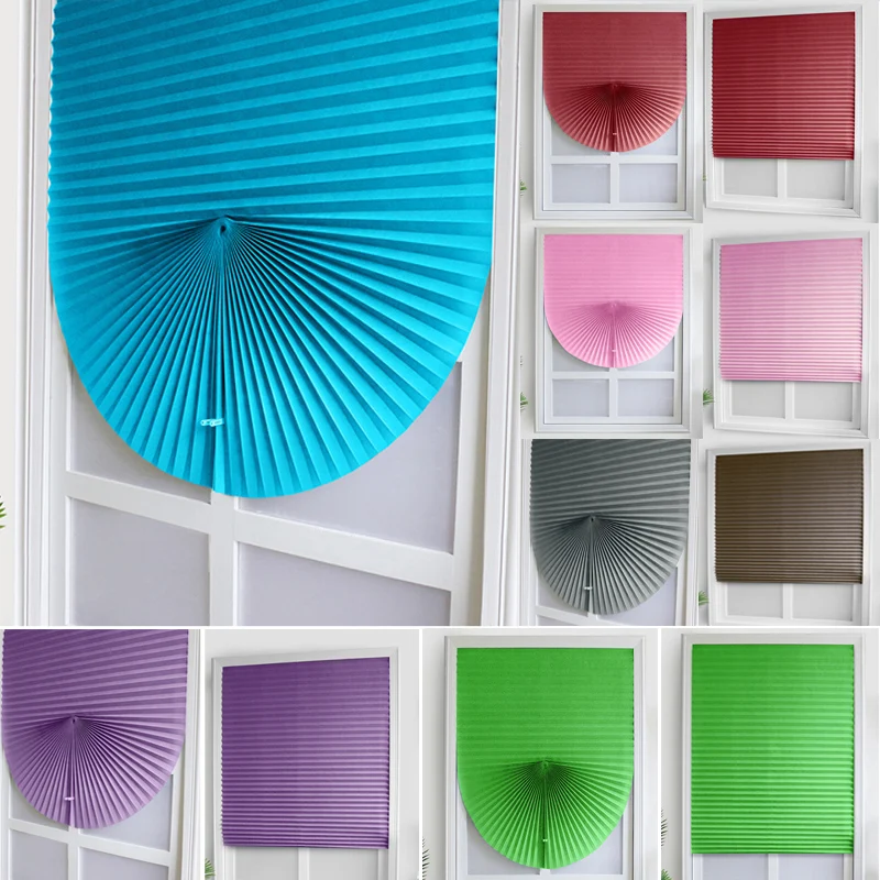 Persianas plisadas auto-adhesivas, cortinas opacas para ventanas de salas de estar, baño y balcón