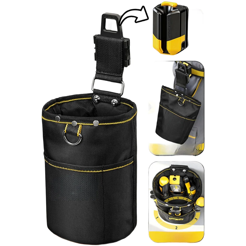 Leather Electrician Tool Belt Pouch with Quick Hook Snap Fastening Utility Waist Bag for Carpentry and Construction Work