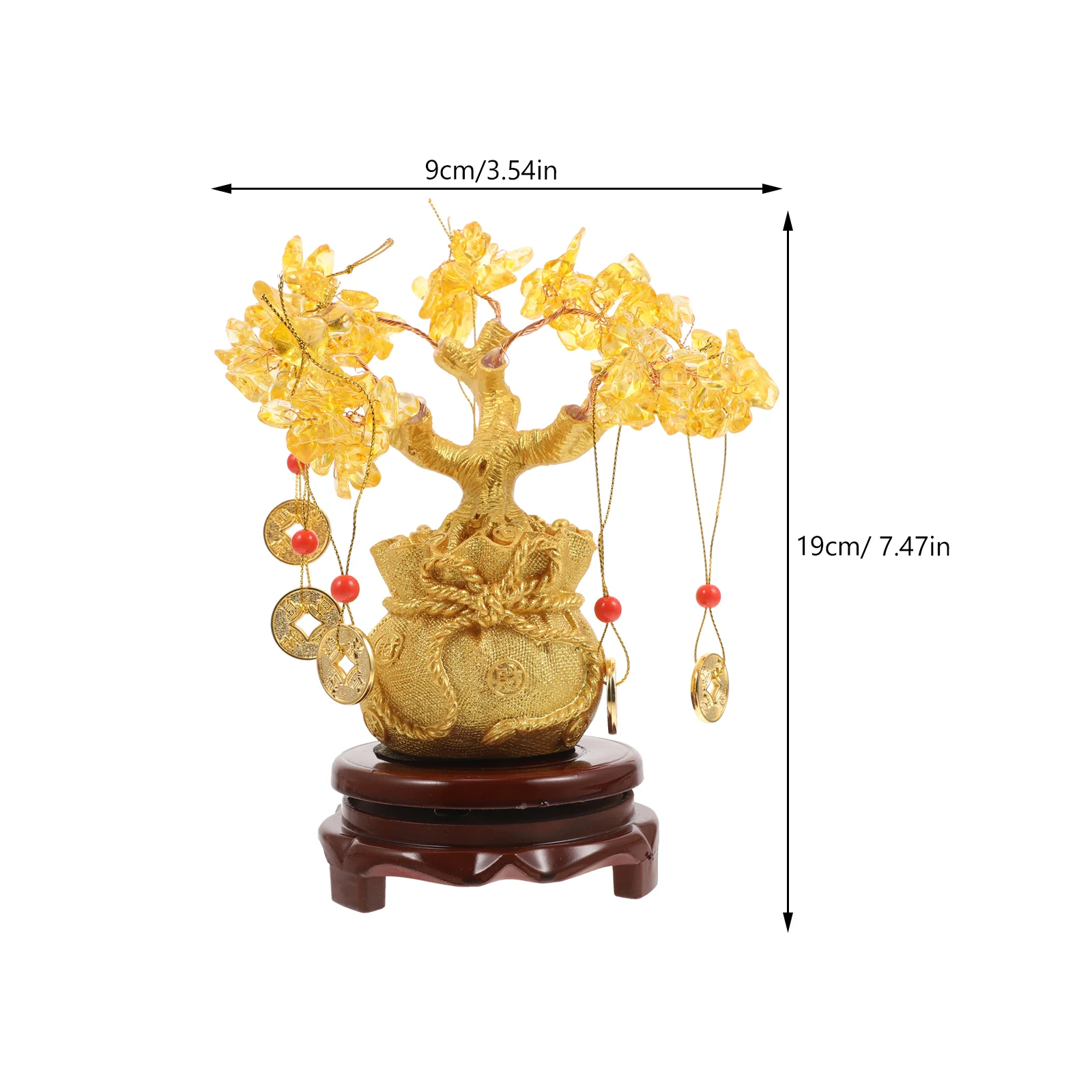 1PC 19cm Natürliche Kristall Baum Geld Baum Ornamente Bonsai Stil Reichtum Glück Feng Shui Ornamente Hause Dekoration (mit Münzen