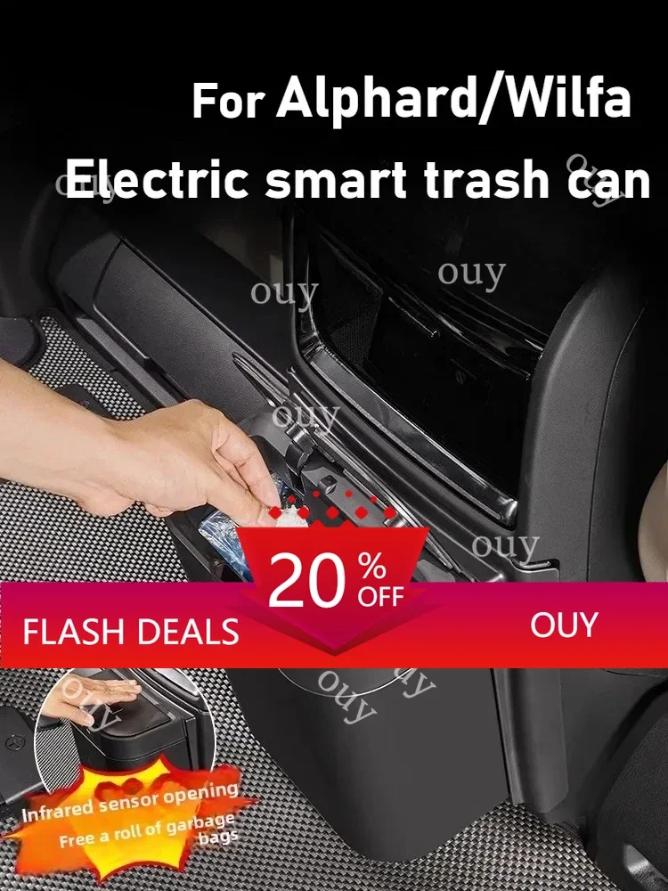 Fit for 40 30 series Alphard Vellfire Smart middle row electric trash can convenient storage and organization built-in lighting