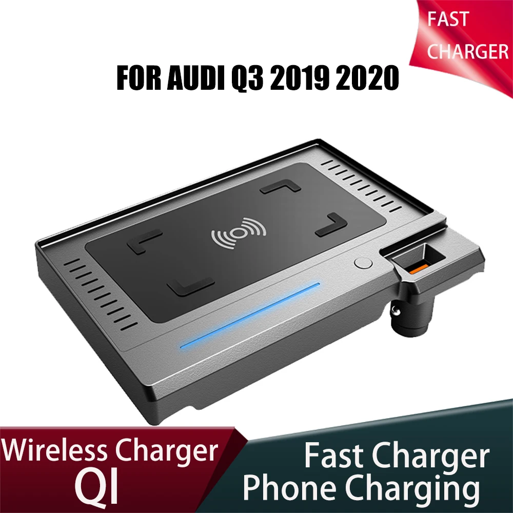 

Fast Mobile Phone Charging Plate Car Wireless Charger For Audi Q3 2019 2020 15W Car Cigarette Lighter Install Accessories