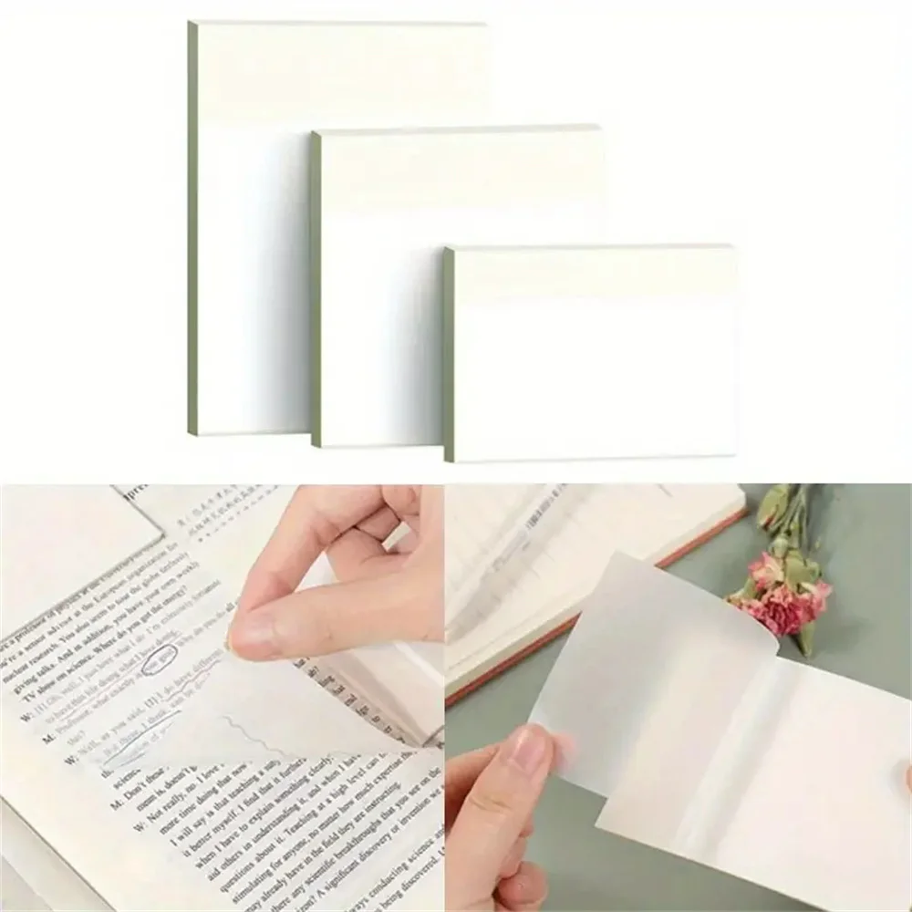 1pc 50-Sheet Clear Waterproof Sticky Notes - Transparent Self-Adhesive Memo Pads, Ideal for Book Annotations & Journaling, Perfe