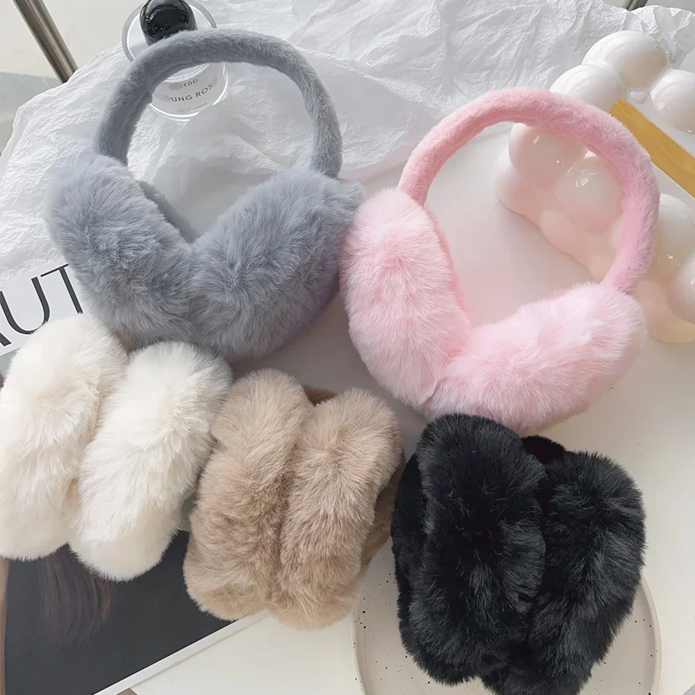 Fashion Outdoor Soft Faux Fur Ear Warmer Winter Earmuffs For Women Men Solid Color Earflap Cold Protection Ear-Muffs Ear Cover