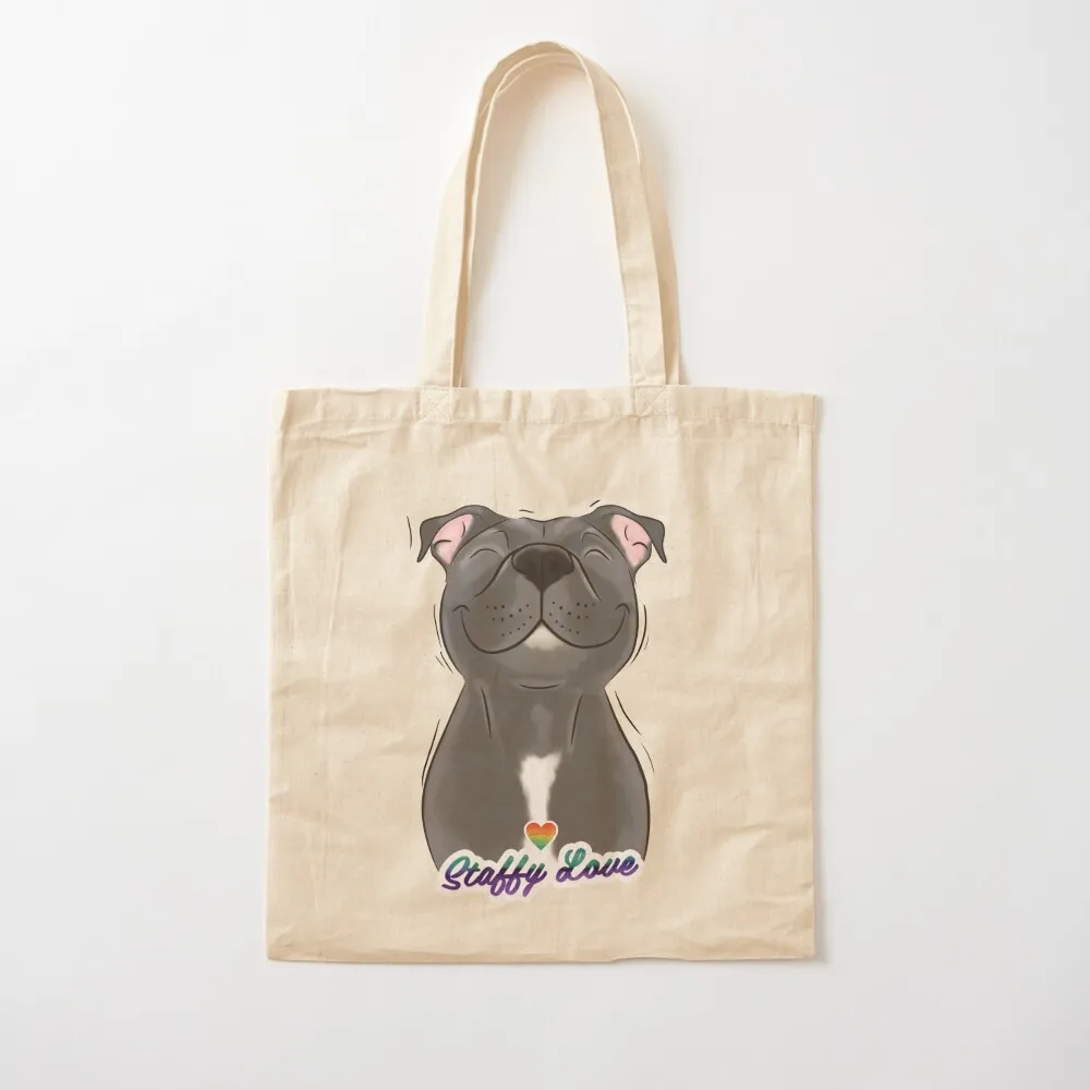 

Smiling Blue Staffy Dog (stafford) Staffy Love Tote Bag hand bag ladies Women's tote bag Canvas Tote