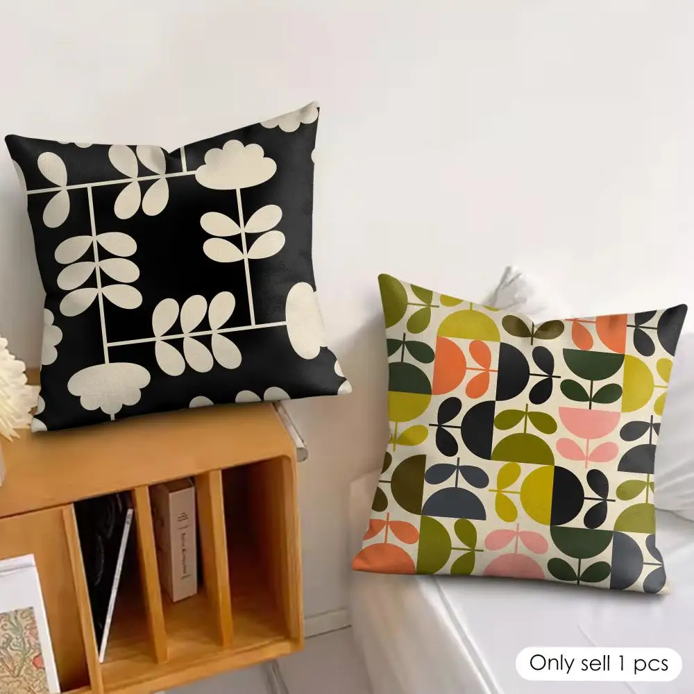 O-Orla Kiely Flower Cushion Cover Silky Short Plush Invisible Zipper Dustproof Sofa Pillow Case For Home Decor