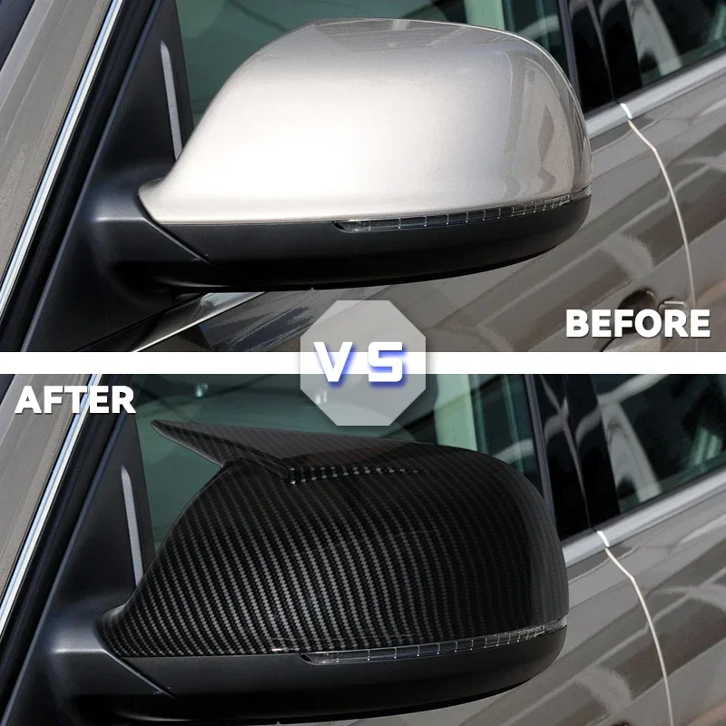  Glossy Black Side Wing Rear View Mirror Cover Case Shell Replace Caps For Audi Q5 SQ5 8R 2009-2017 Q7 4L Facelift 2010-2015