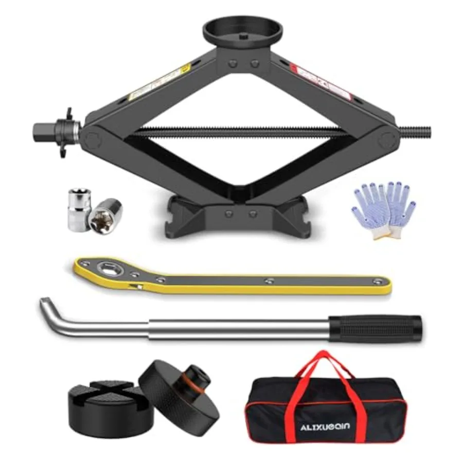 

Scissor Jack for Car 2.5 Ton Car Jack Kit for Tesla Model 3/Y/S/X 2 in 1 Universal Tire Changing Kit with 2 Jack Pads and 2 Wre