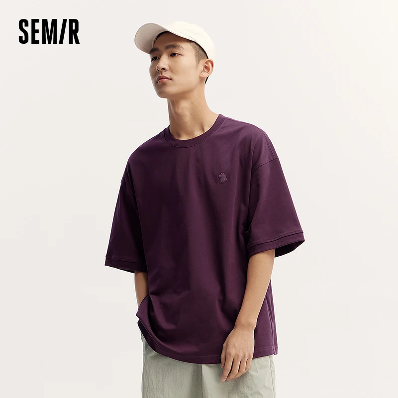 Semir 2024 Summer Unisex T-Shirts Oversized And Simple Solid Color Design Casual  Loose Short Sleeves Tee Tops