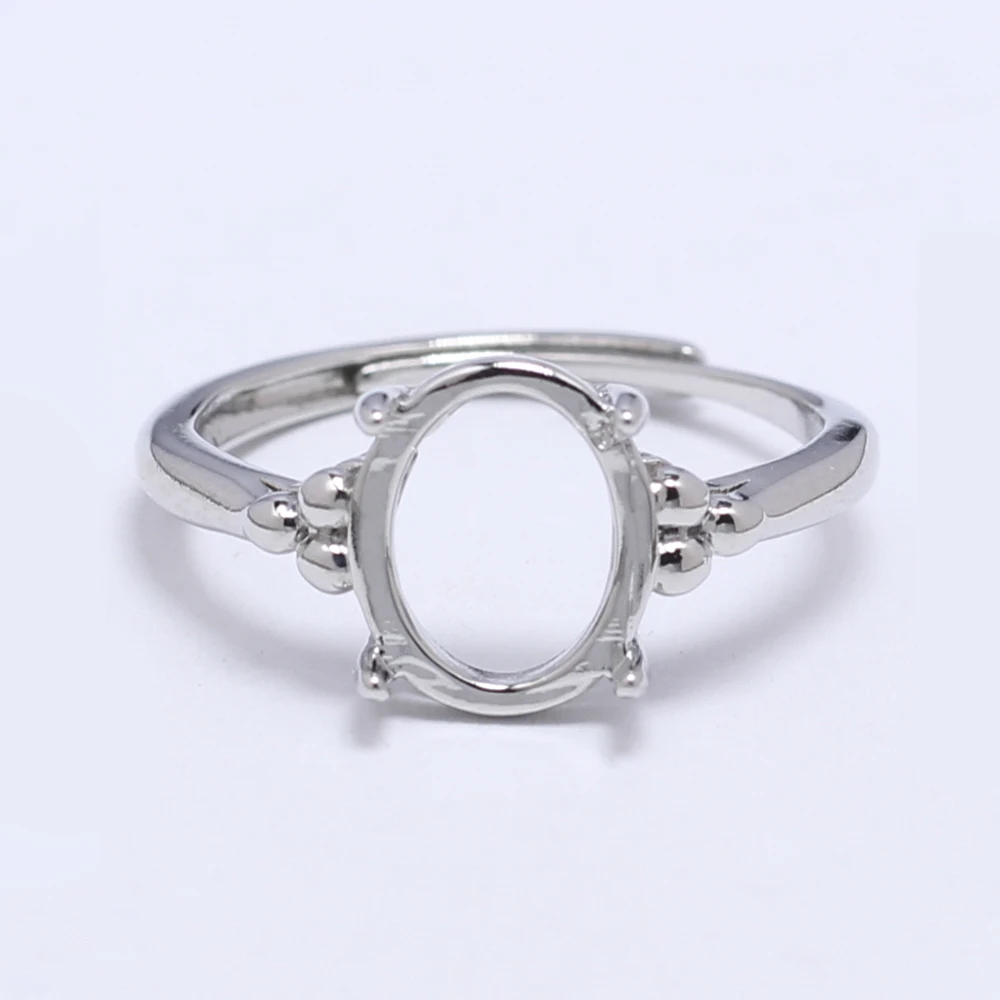 5 szt. Mosiężny półmontowany pierścień Moissanite 9x10mm owalny kaboszon podstawa Blank do robienia biżuterii zaręczynowej pierścionek zaręczynowy