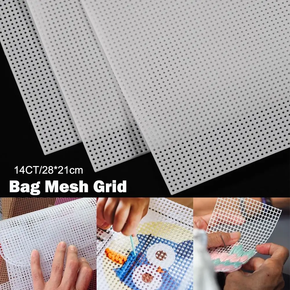 Handbag Accessories 14CT Bag Mesh Grid White Black 28x21CM Mesh Canvas Plastic Net Cover Acrylic Yarn Crafting Knit