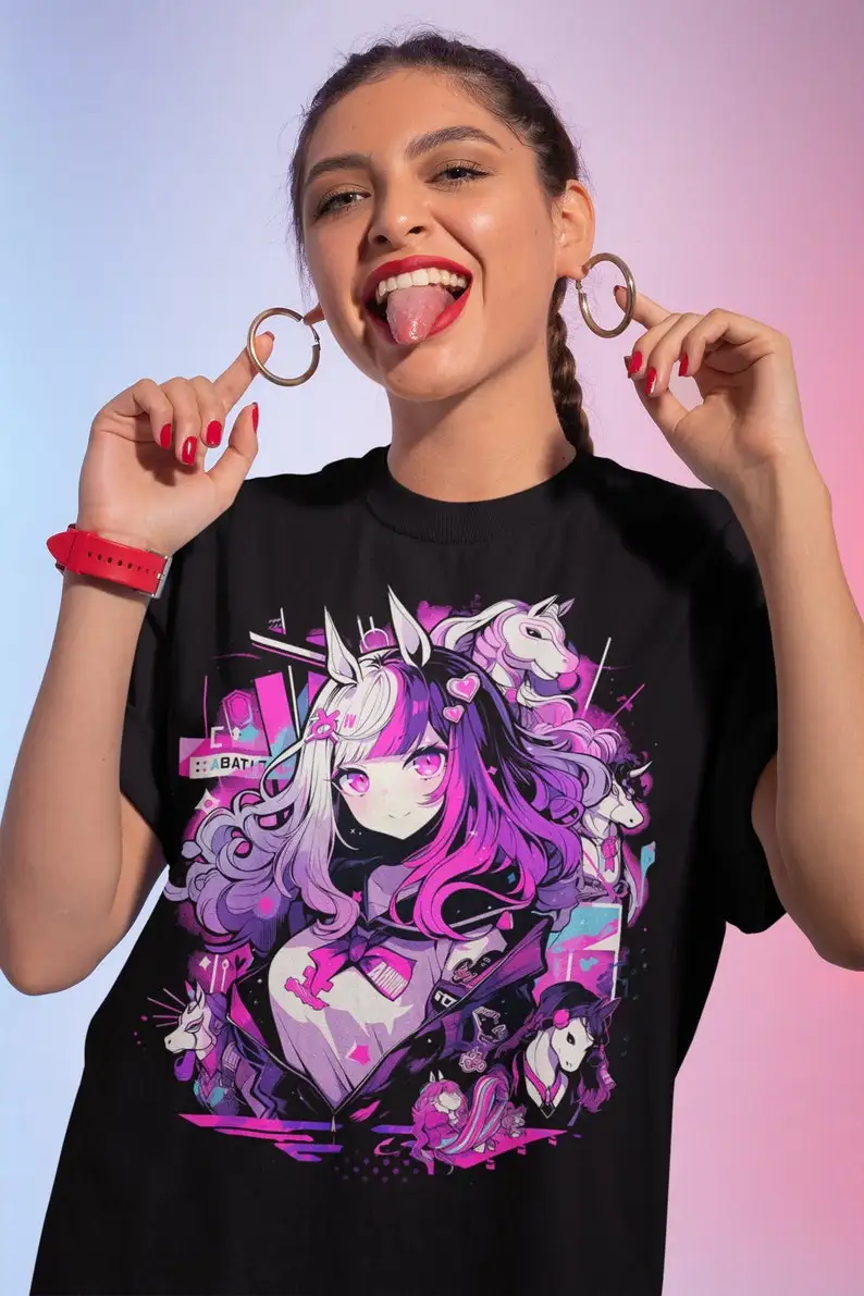 

Prism Heartshadow Unisex Graphic Tee, Emo Girl Shirt, Graphic Streetwear, Anime Style Streetwear,