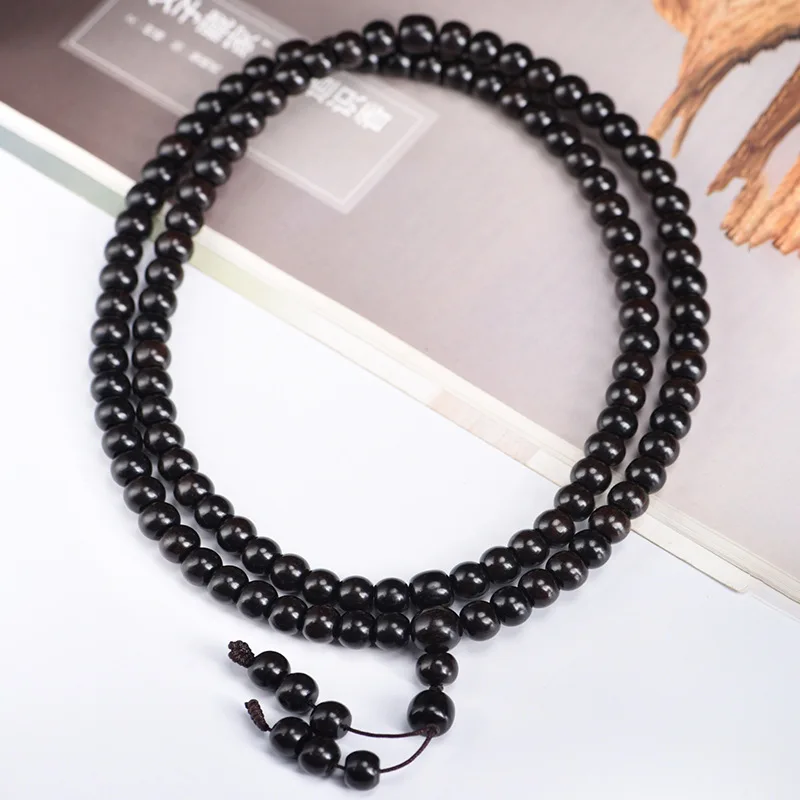 

Ebony Purple Sandalwood Apple Beads Bracelet Handheld Hard Cord Buddhist Rosary Multi Layer Wooden Unisex Mala
