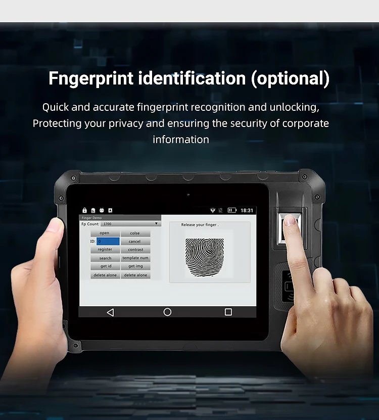 Qun Suo-lector de huellas dactilares Industrial, tableta NFC resistente al agua IP67, escáner de código de barras 2D, GPS, 8 pulgadas