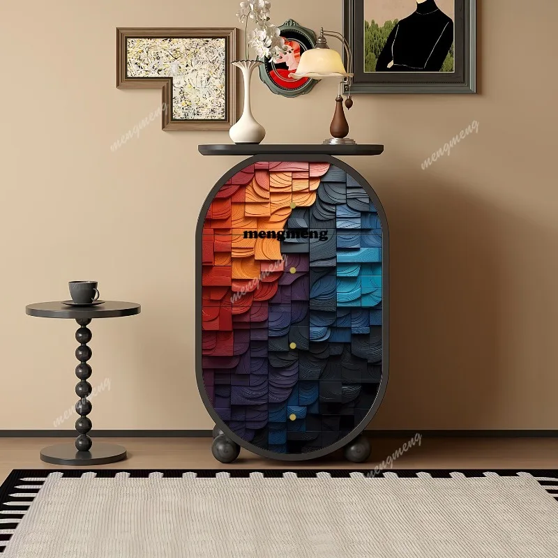 Abstract art solid wood four chest cabinet living room by chest of drawers household bedroom bedside cabinet