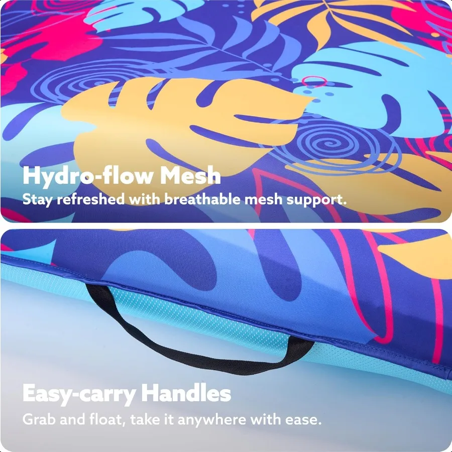 Iatable Pool Floats Raft XL Fabric Covered Pool Mat Lounger Floaties for Adults Ultra Comfort Iatable Water Float with Headrest