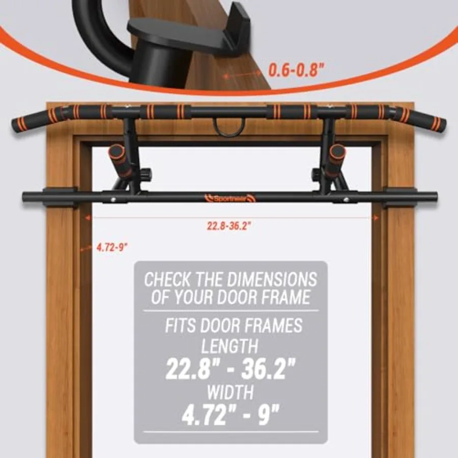 Barre de traction améliorée pour porte, avec poignée pliante, cadre de porte, entraîneur du haut du corps multi-grip, capacité de 440lb, 2025