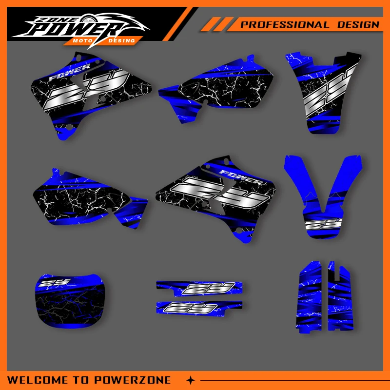 

Powerzone Graphics For YAMAHA YZ125 250 1996 1997 1998 1999 2000 2001 Decals Stickers Motorcycle Background Custom name 02