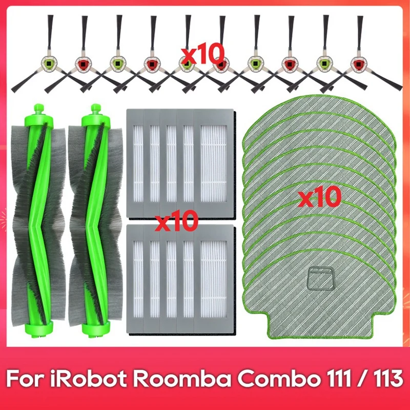 AA81-For Irobot Romba Combo 111 / 113 / R113840 Robot Vacuum Cleaner Main Side Brush Hepa Filters Mop Cloth Parts Accessories