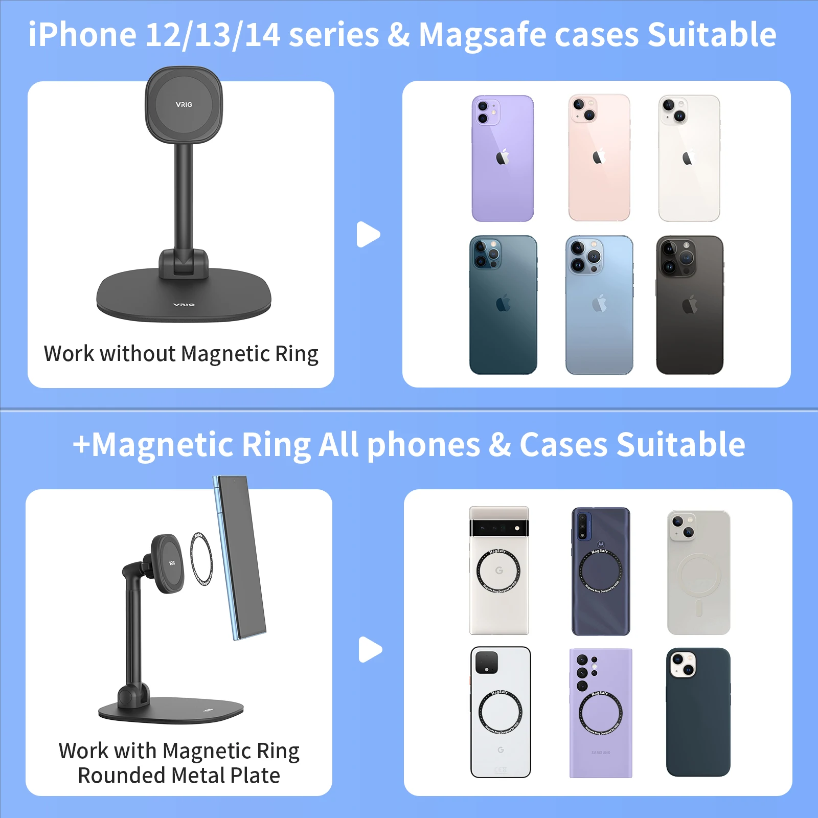 Strong Magnetic Desktop Phone Holder Magsafe Portable Extendable Tablet Stand Aluminum Alloy Phone Stand Give Away Magnetic Ring