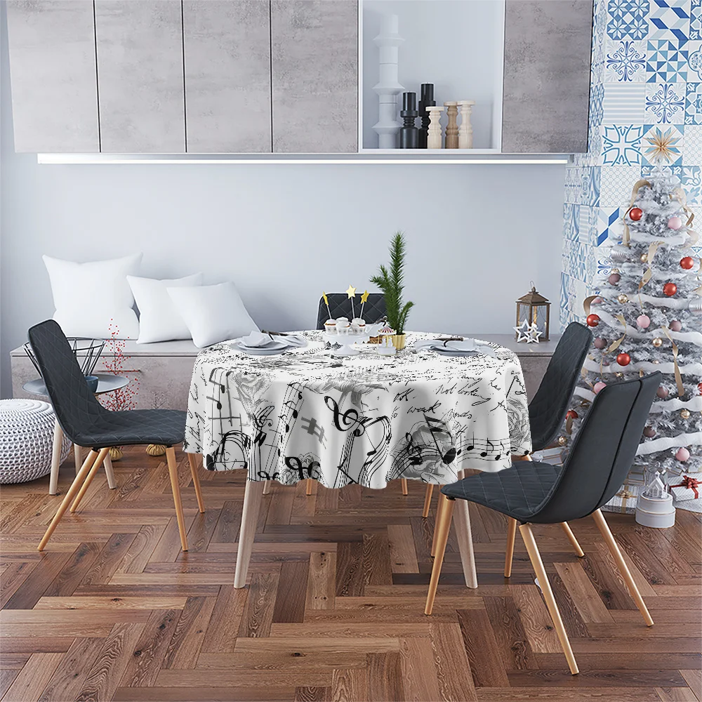 Round tablecloth, compatible with round tables - Retro Notesxzj
