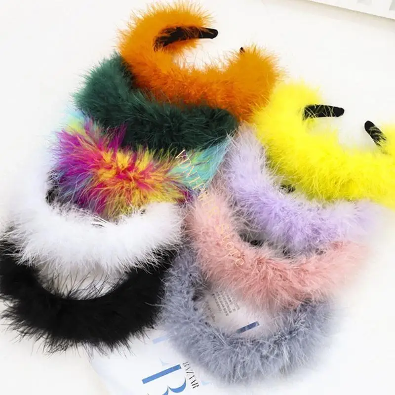 플러시 플러프 헤드 밴드 푹신한 패션 헤어 액세서리 귀여운 헤드웨어 의상 D08E